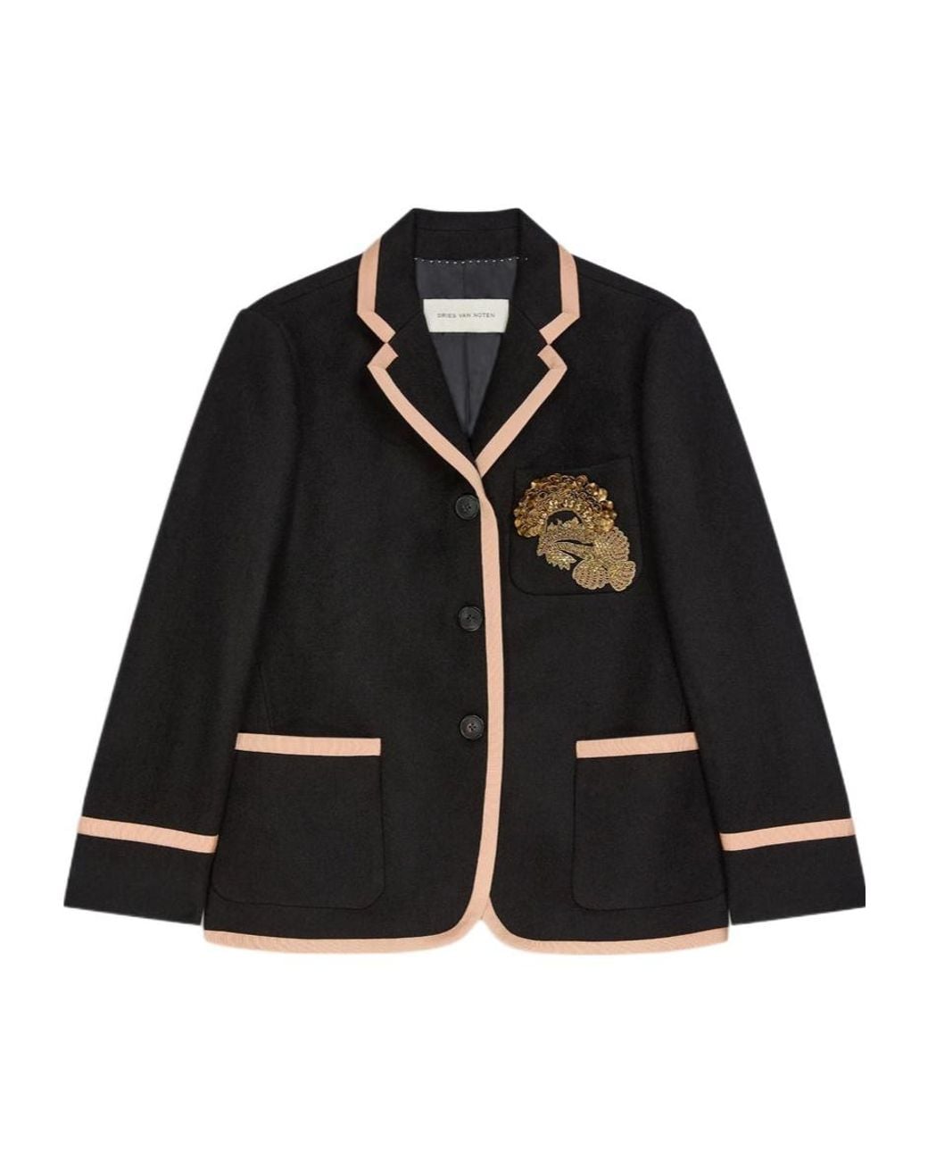 Dries Van Noten Black Single-Breasted Casual Jacket