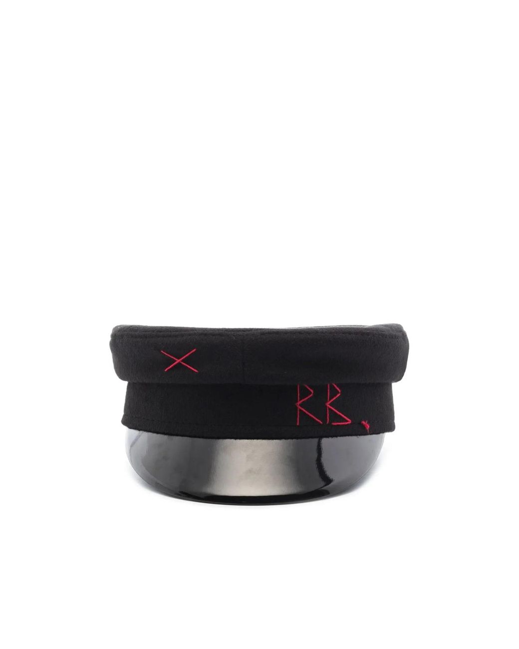 Ruslan Baginskiy Black Embroidered Monogram Baker Boy Hat