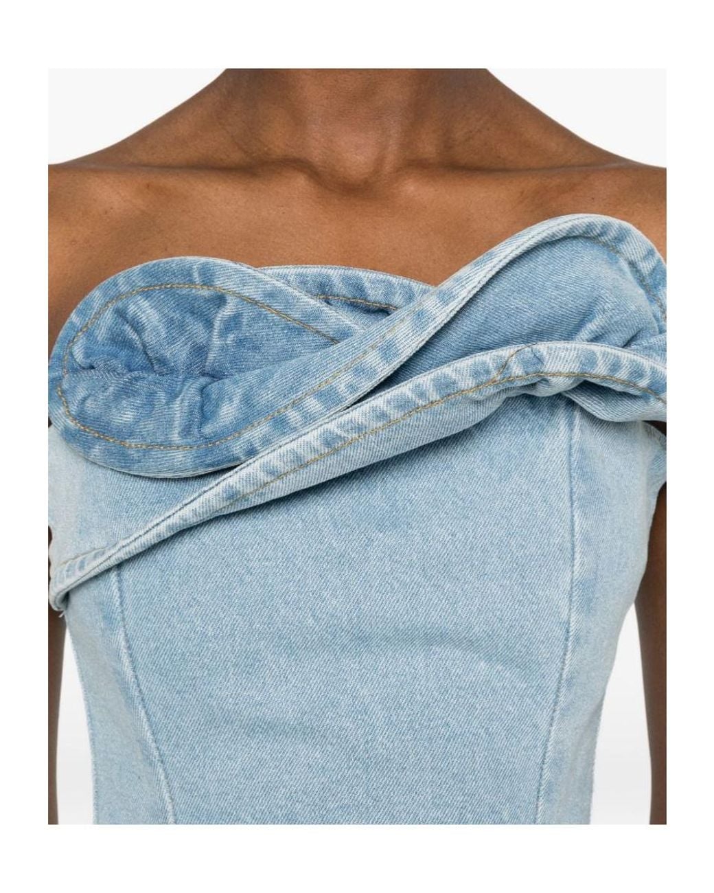 Magda Butrym Blue Ruffled Corset Top