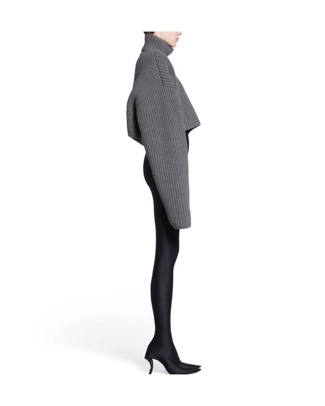 Balenciaga Gray Cropped Sweater for men