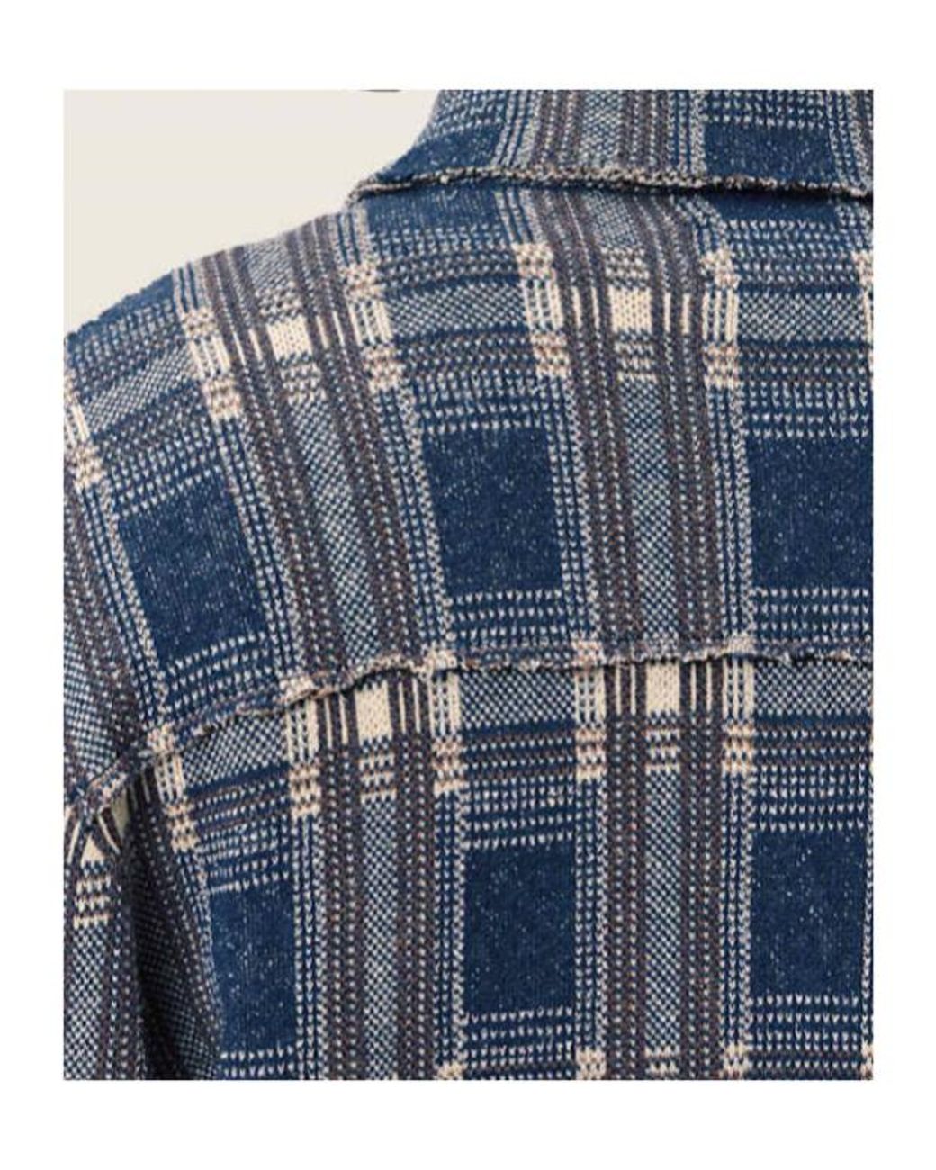 AllSaints Blue Solmar Check-Pattern Knitted Cardigan for men
