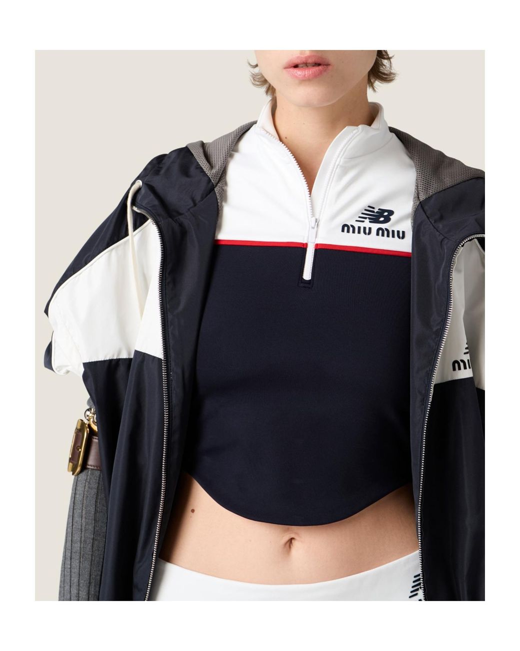Miu Miu Black Technical Poplin Hoodie Jacket