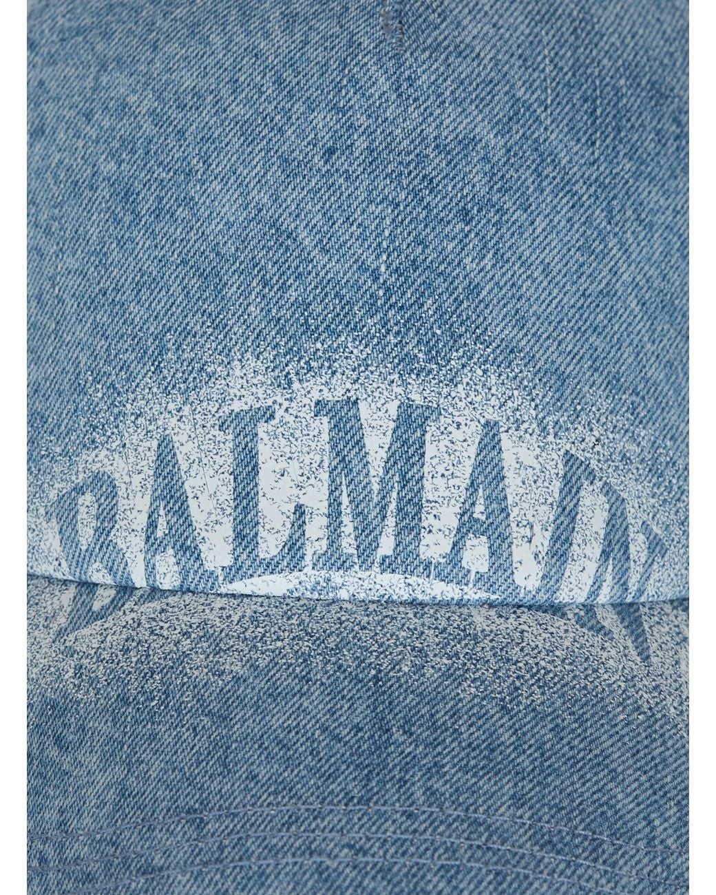 Balmain Blue Logo Detailed Denim Cap for men