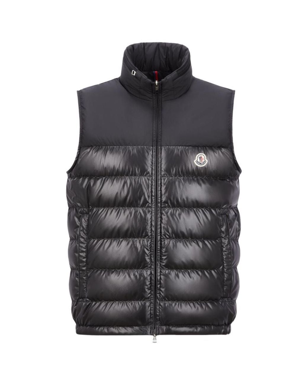 Moncler Gray Logo Patch Quilted Vest for men