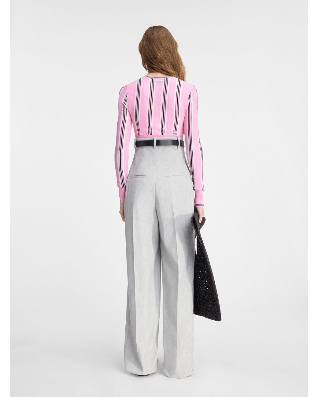 Jacquemus Pink Striped Crewneck Cardigan