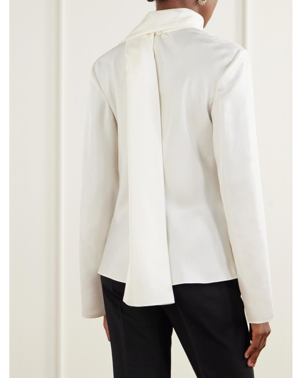 Rohe White Tie-Detailed Silk-Satin Blouse