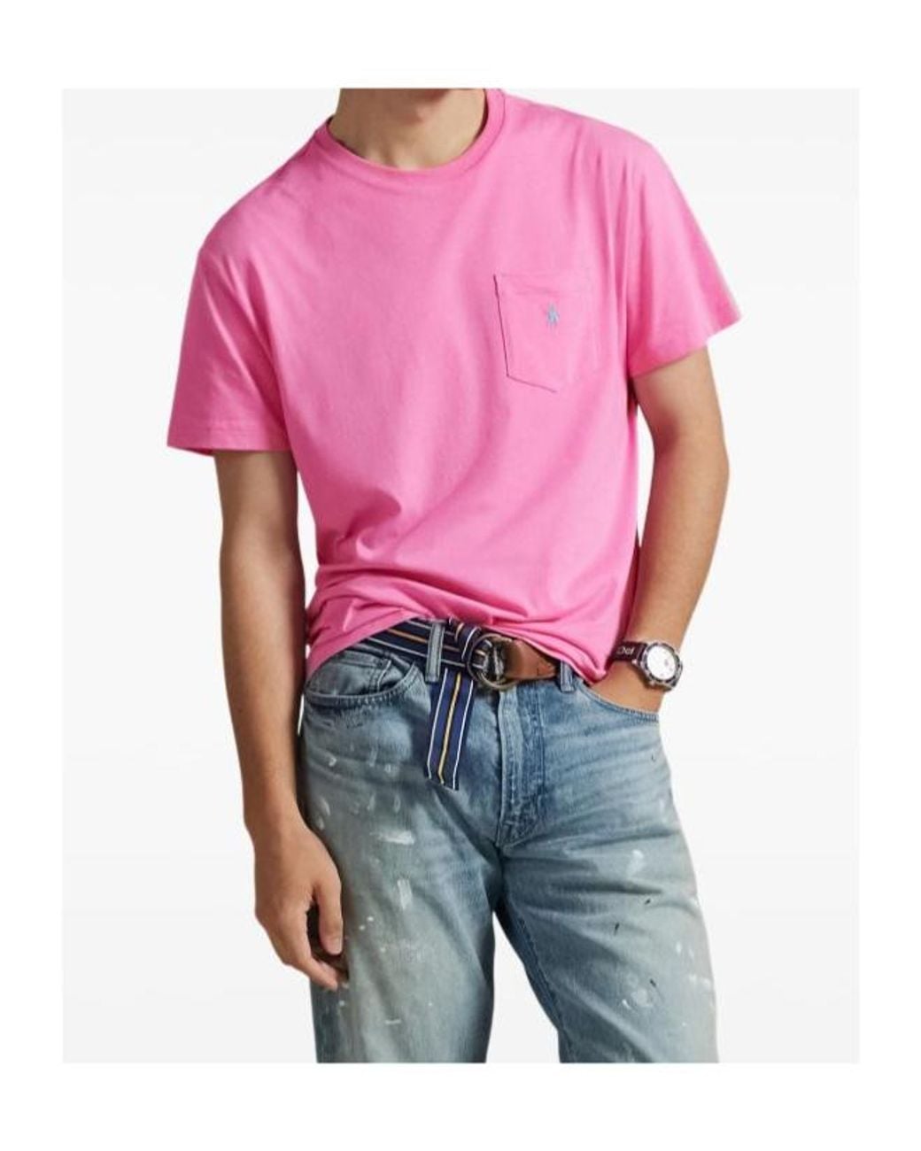 Polo Ralph Lauren Pink Pony Embroidered Crewneck T-Shirt for men