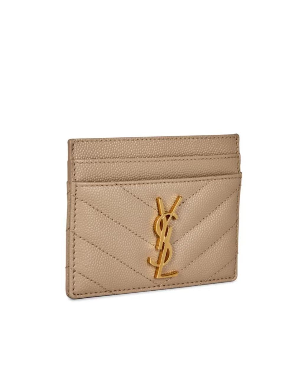 Saint Laurent Natural Cassandre Mattelassé Card Holder