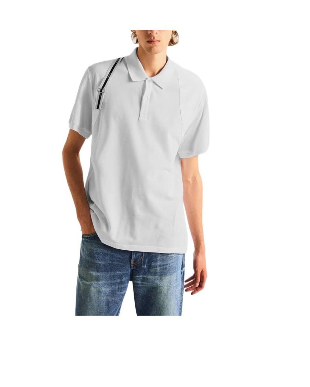 McQueen White Collared Shortsleeve Polo Shirt for men