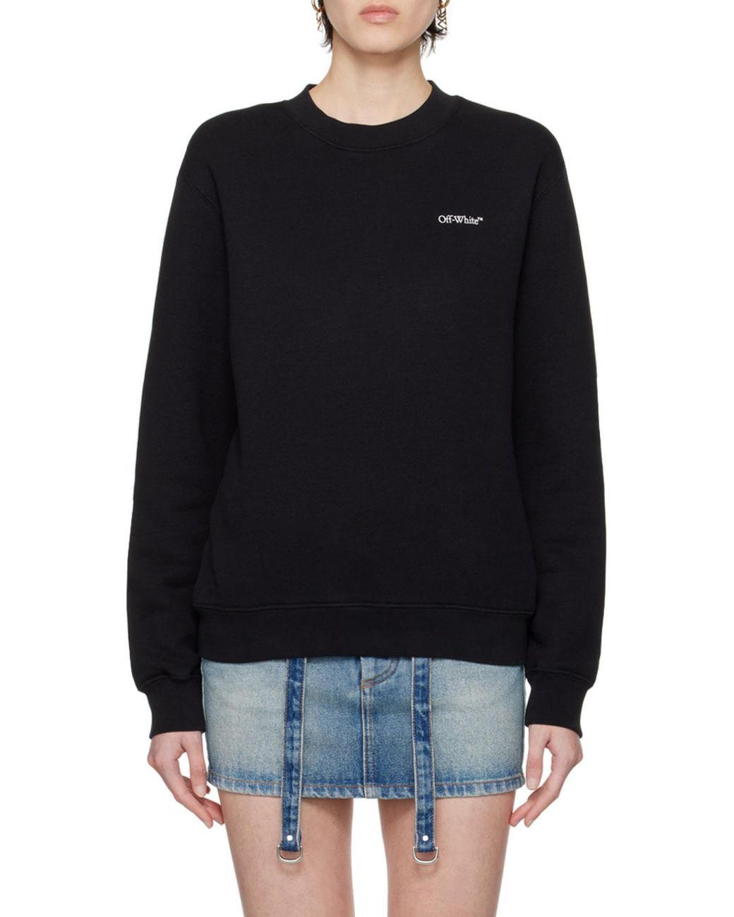 Off-White c/o Virgil Abloh Black Logo Printed Crewneck Sweatshirt
