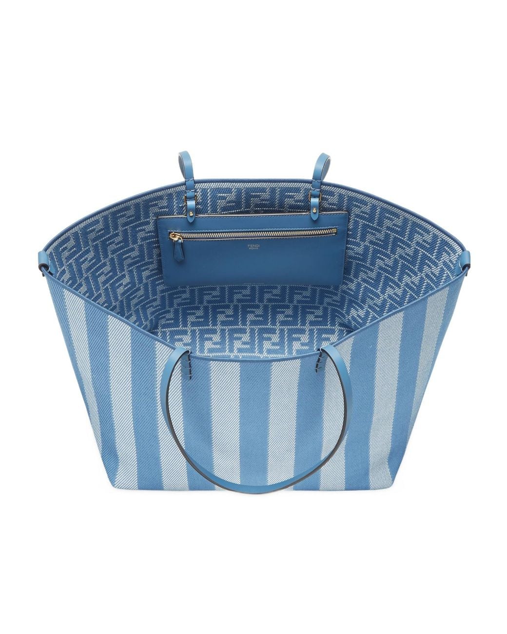 Fendi Blue Roll Striped Reversible Large Tote Bag