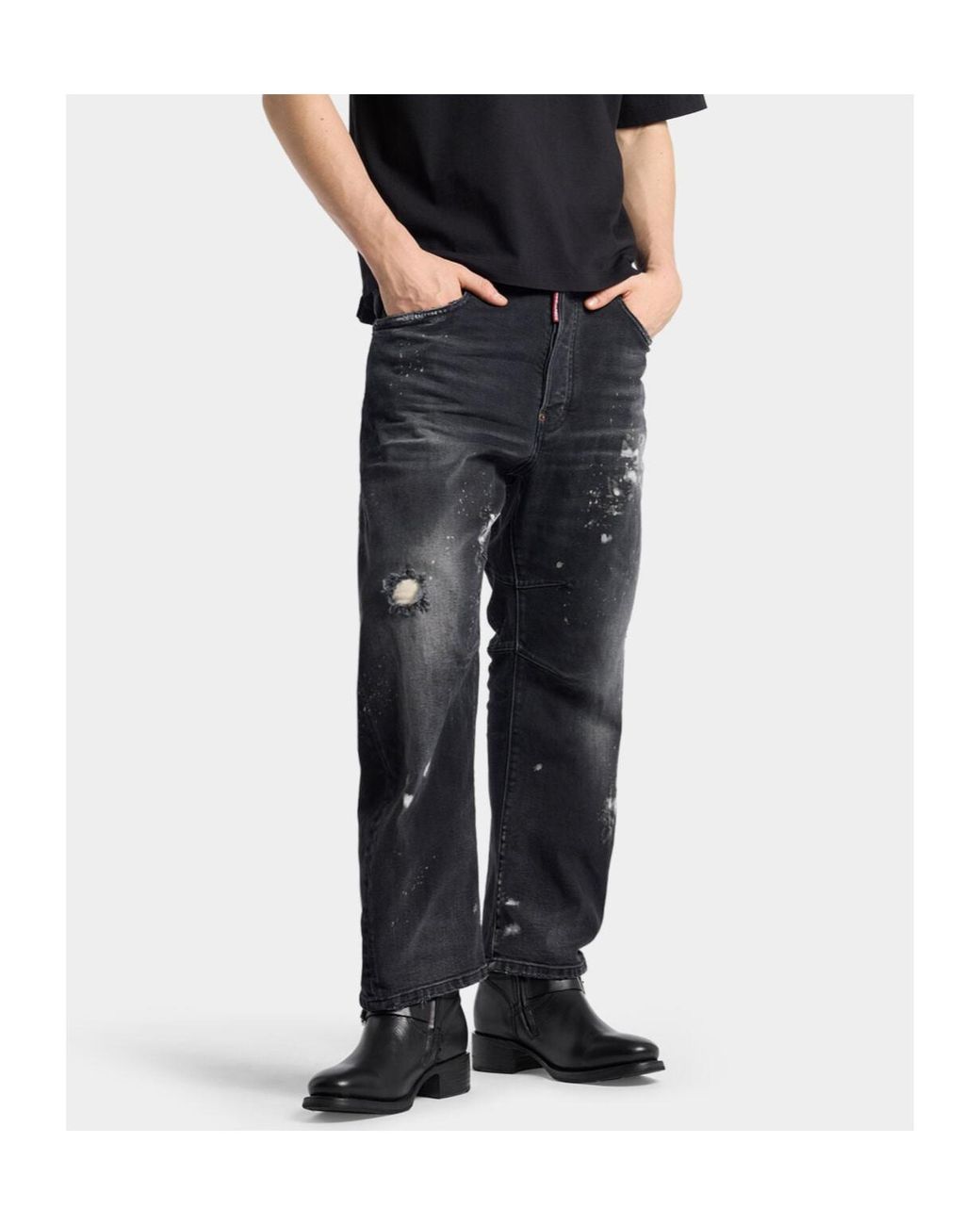 DSquared² Black Kawaii Paint-Splatter Jeans for men