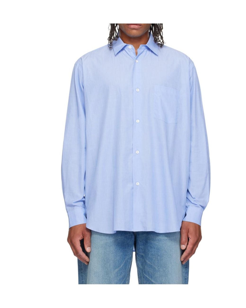 Ssstein Blue Relaxed-Fit Shirt With A Standard Collar for men