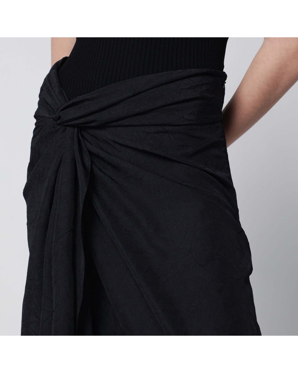 Rohe Black Crinkled-Satin Midi Skirt