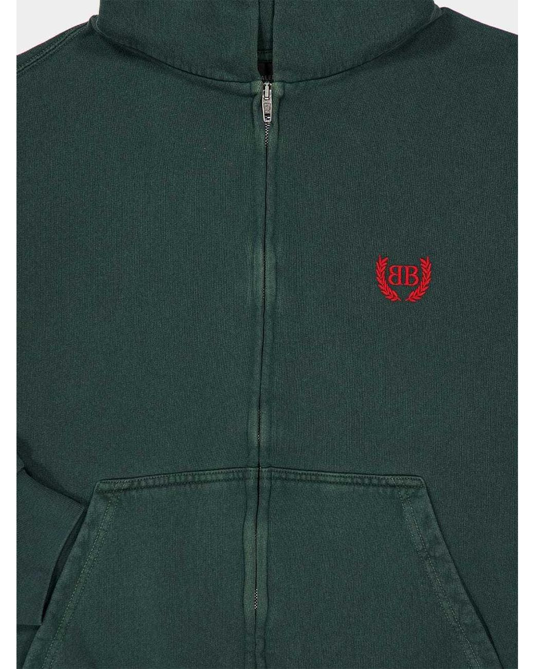 Balenciaga Green Laurel Classic Zip-Up Hoodie for men