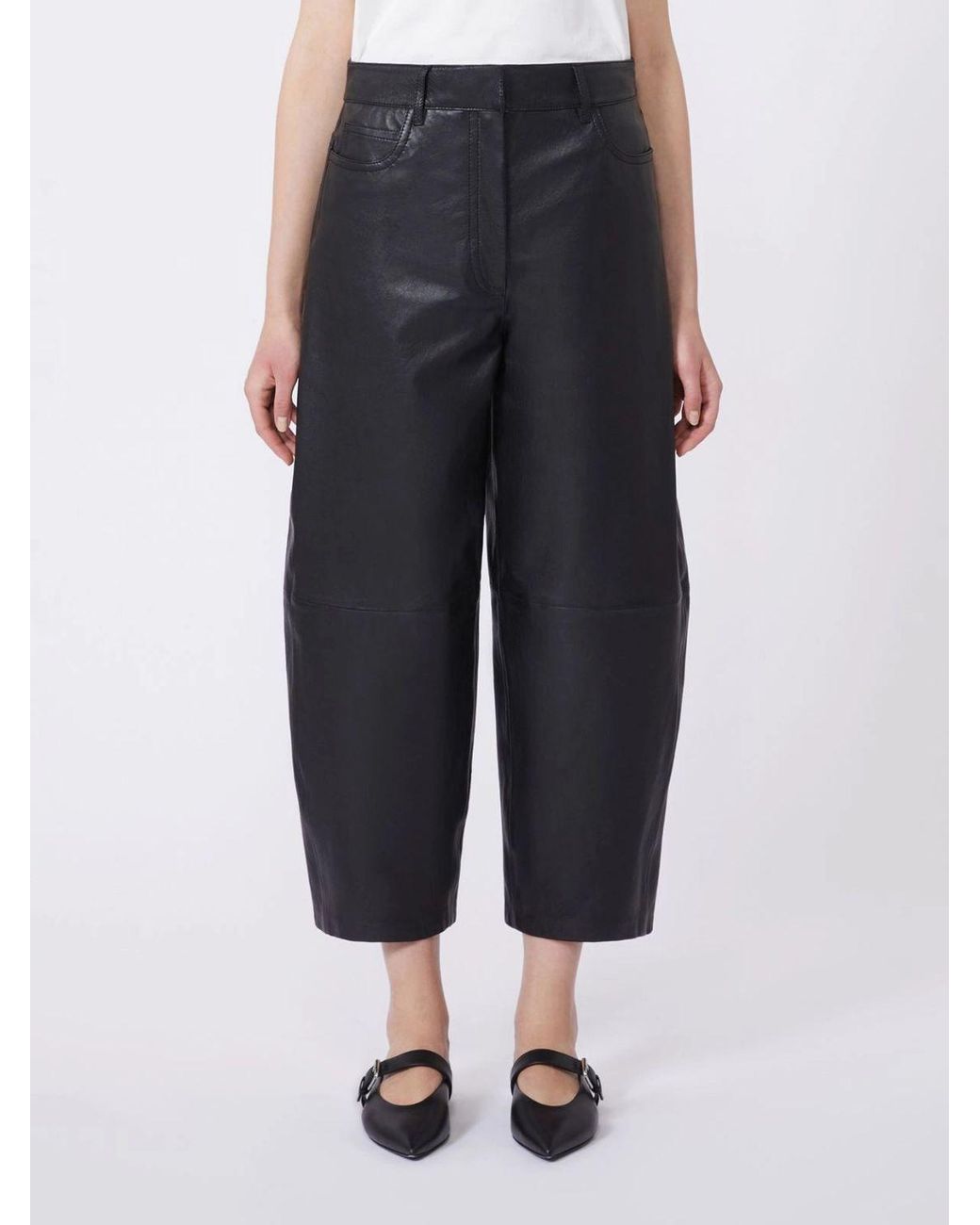 Weekend by Maxmara Gray Pagano Leather Trousers