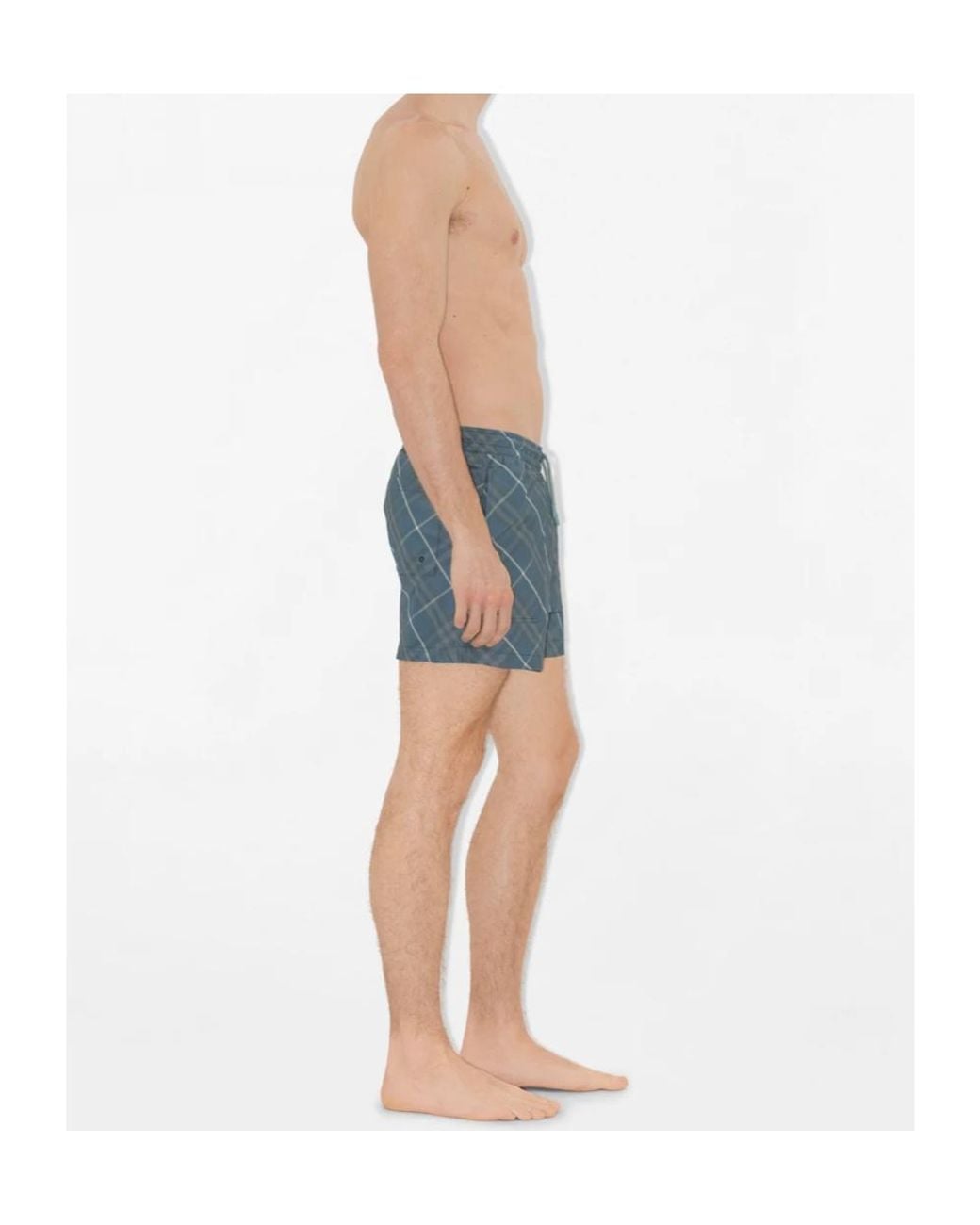 Burberry Blue Checked Drawstring Swim Shorts for men