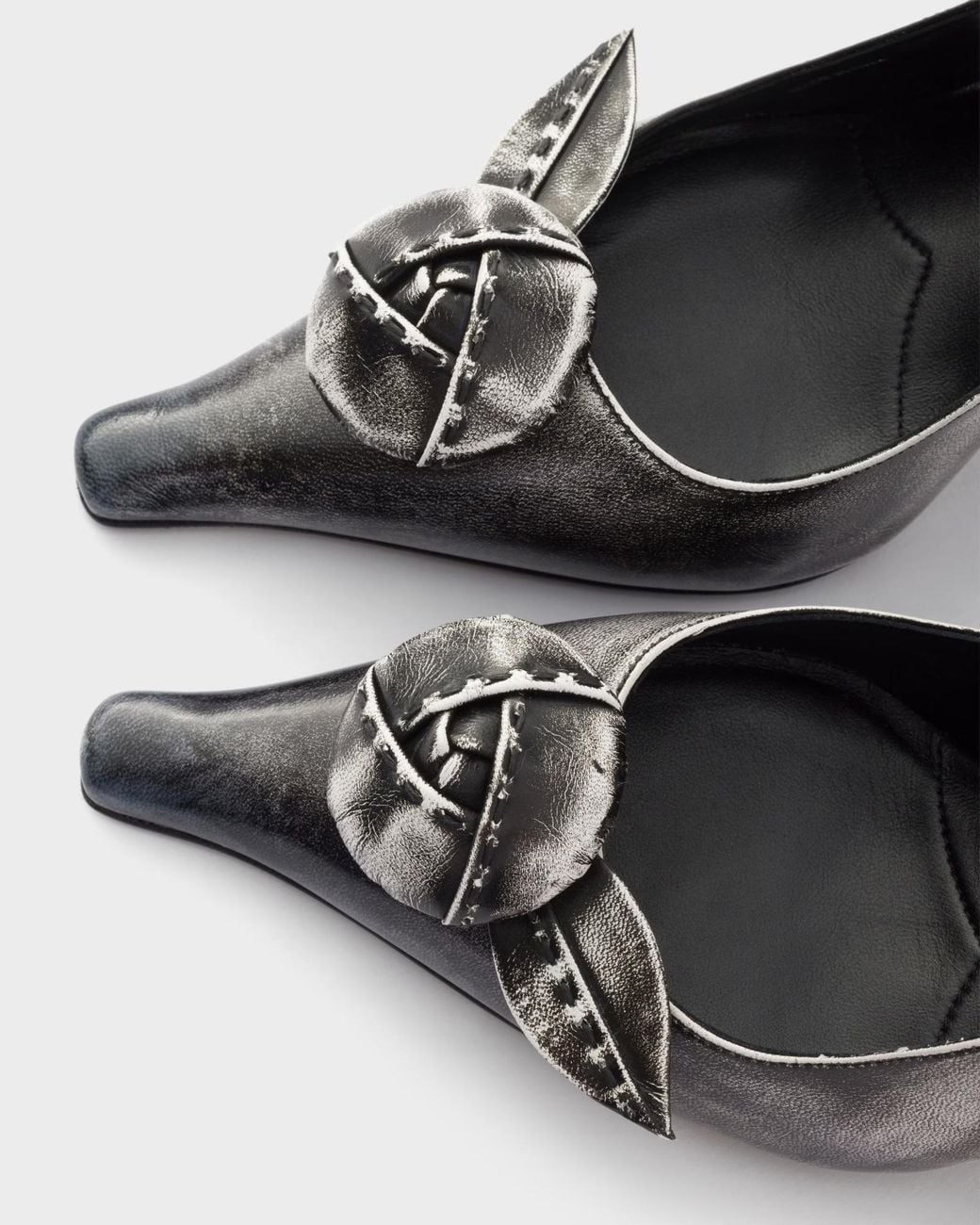 Prada Metallic Bow Slingback Heeled Pumps