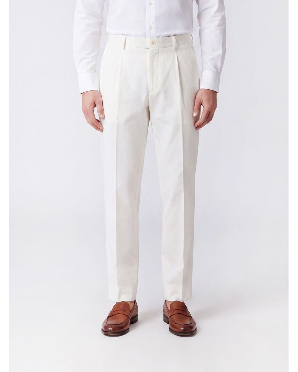 Eleventy White Casual Pants With Belt Loops for men