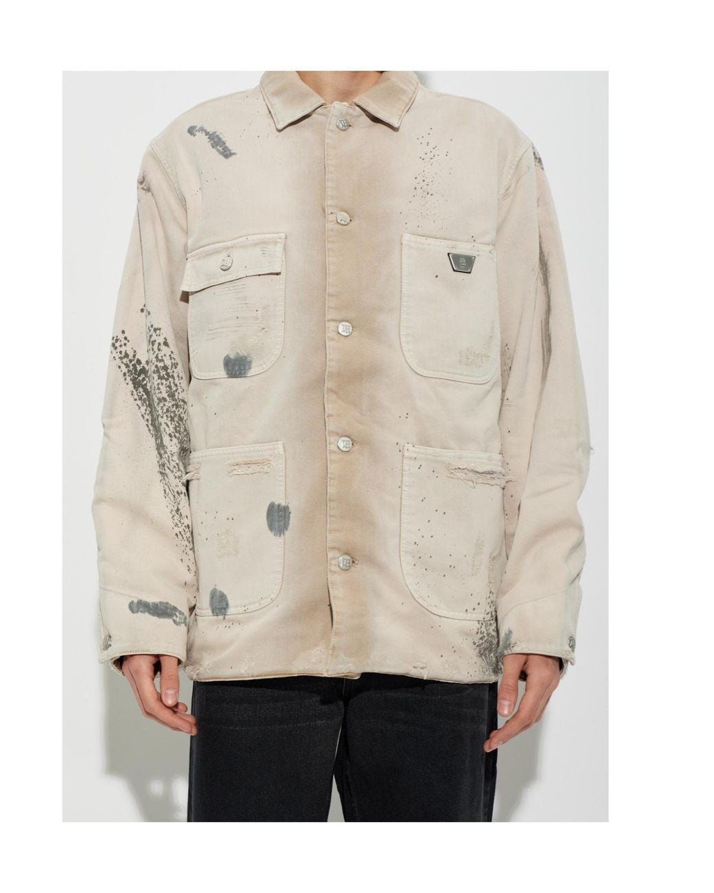 M I S B H V Natural Button-Front Long-Sleeve Denim Jacket for men