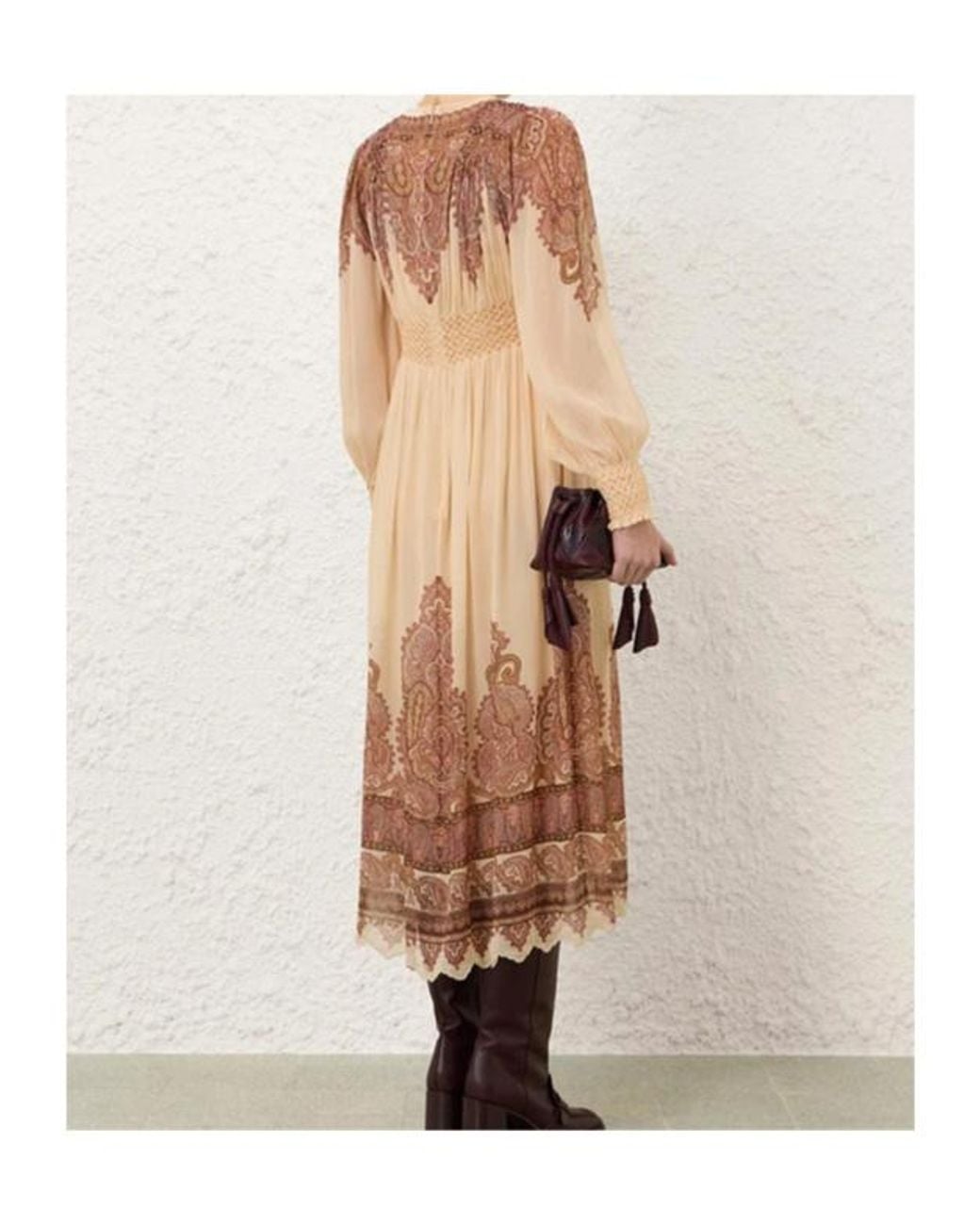 Zimmermann Natural Ascent Smocked Midi Dress