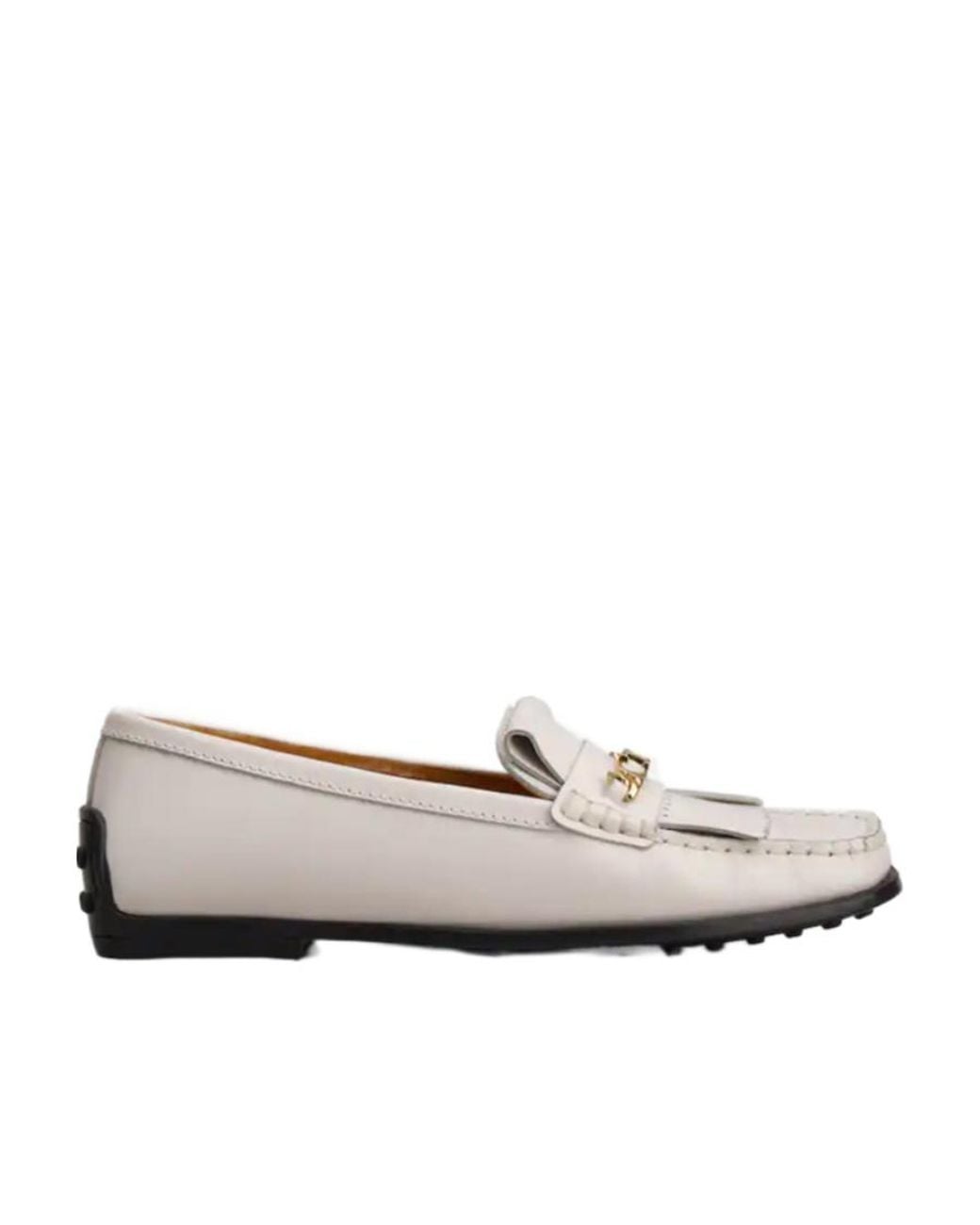 Tod's White Tassel Loafer Shoes