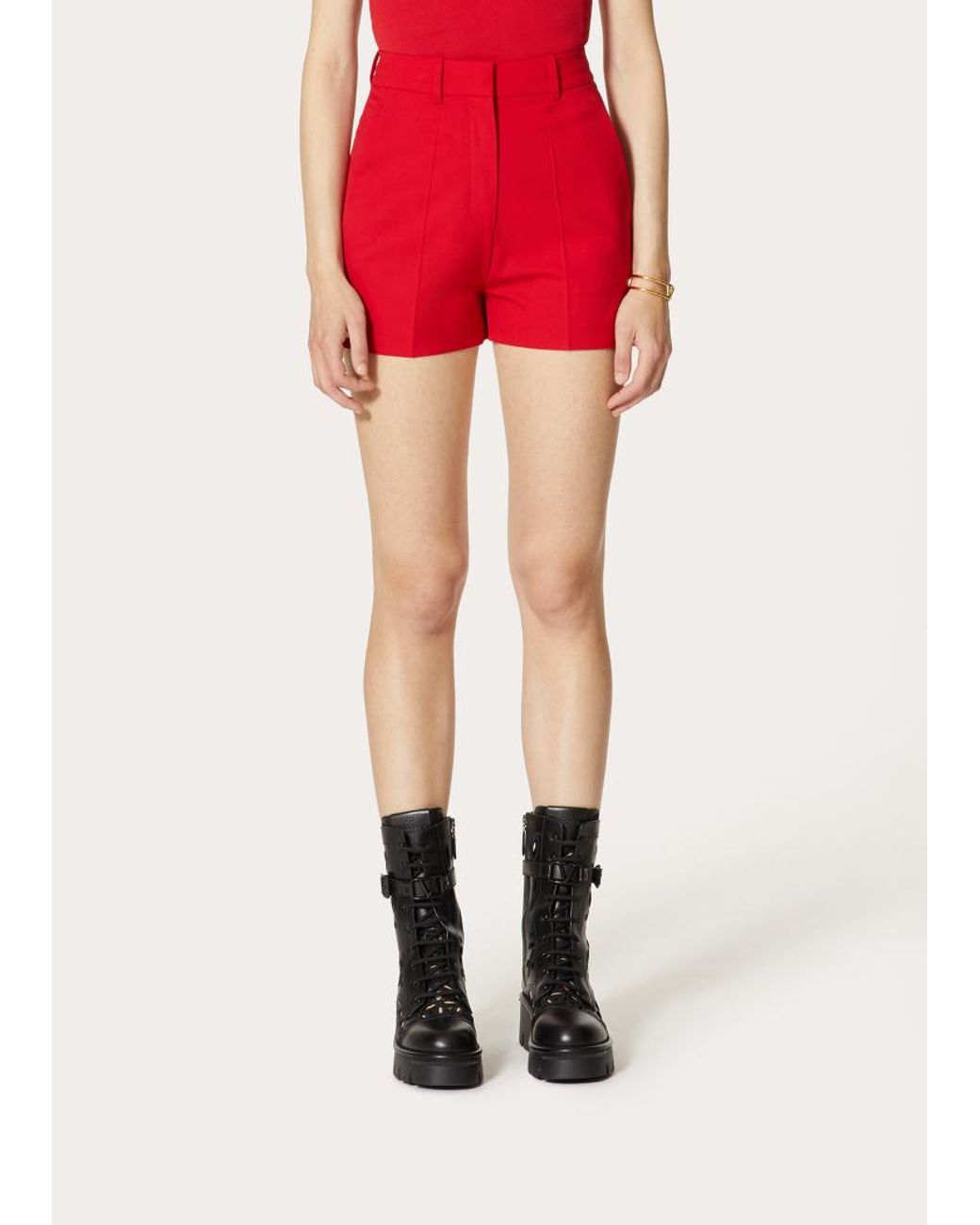Valentino Red High-Waist Shorts