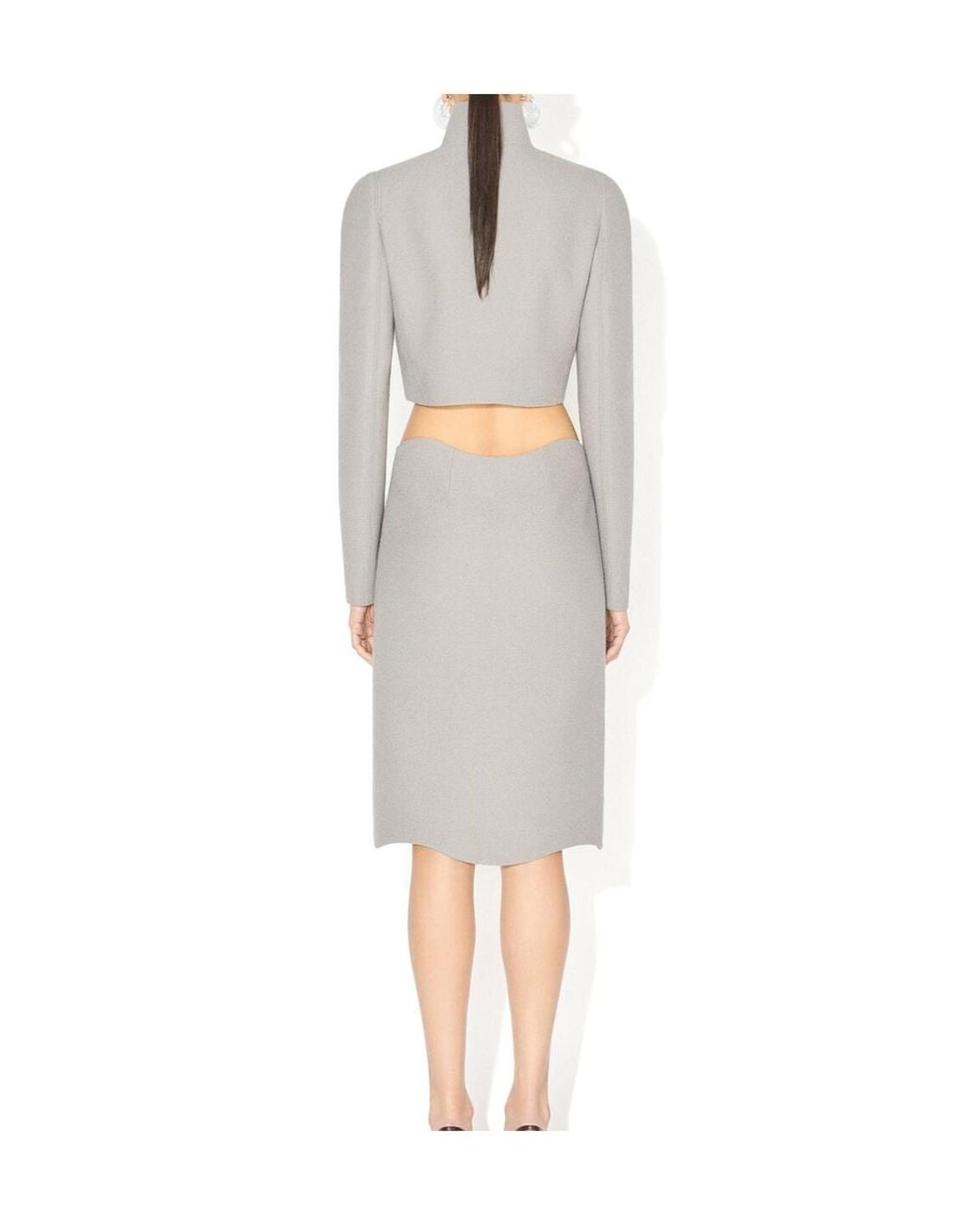 Alaïa Gray Wool Crepe Tailored Jacket