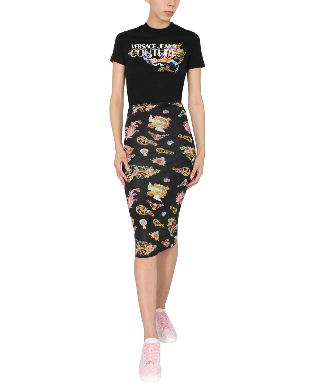 Versace Jeans Black Logo-Print Cotton T-Shirt