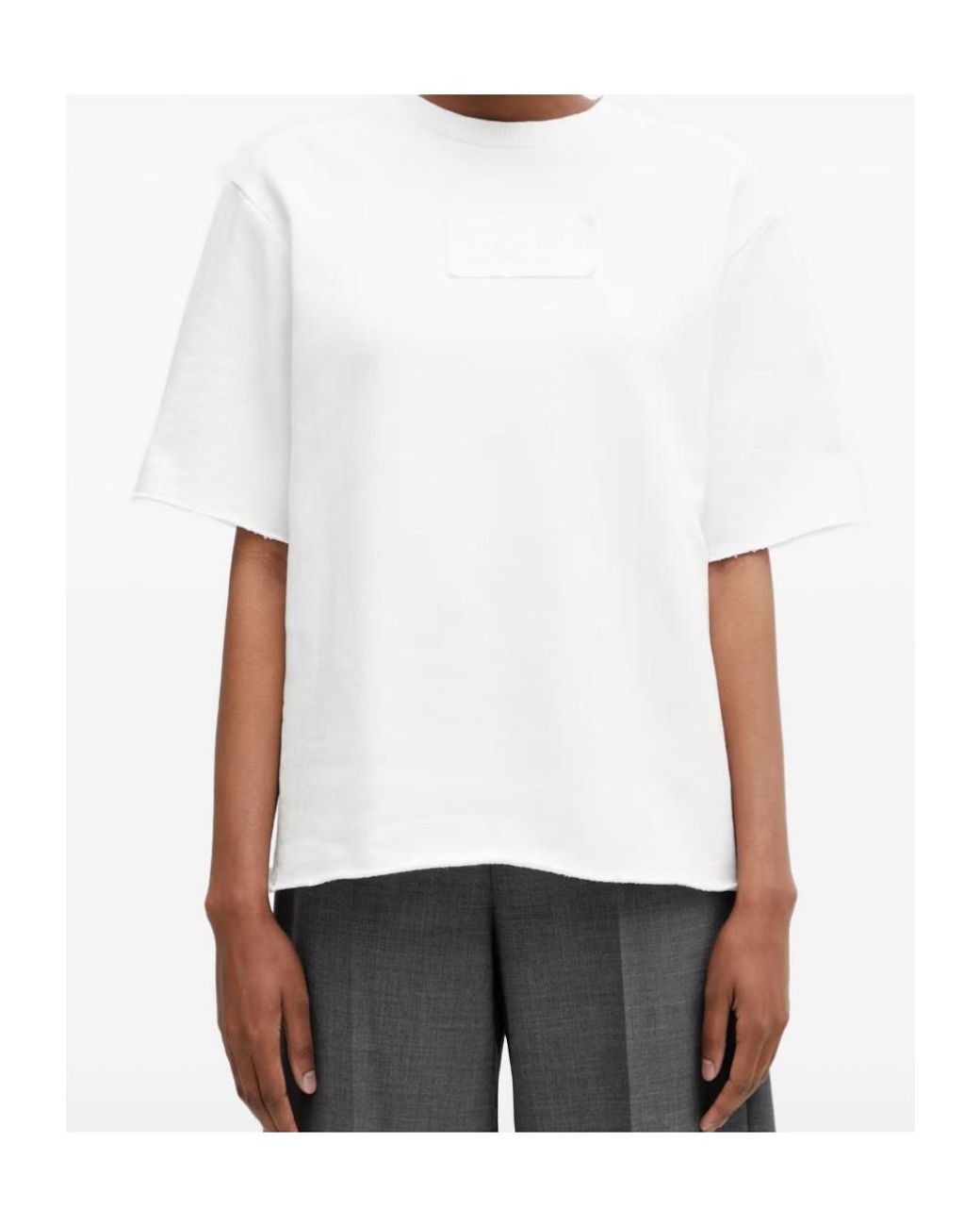 MM6 by Maison Margiela Gray Logo-Patch Raw-Edge T-Shirt