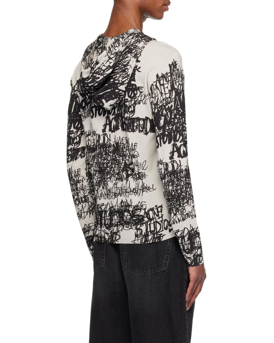 Acne Gray Logo-Print Hoodie for men