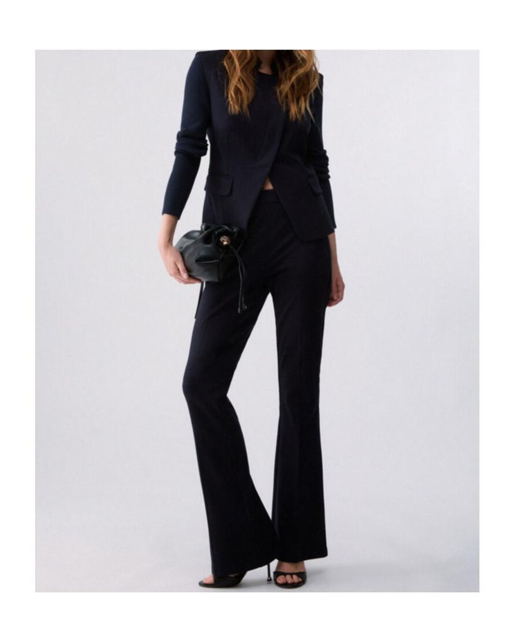 Liu Jo Blue Asymmetric Knit-Sleeve Jacket