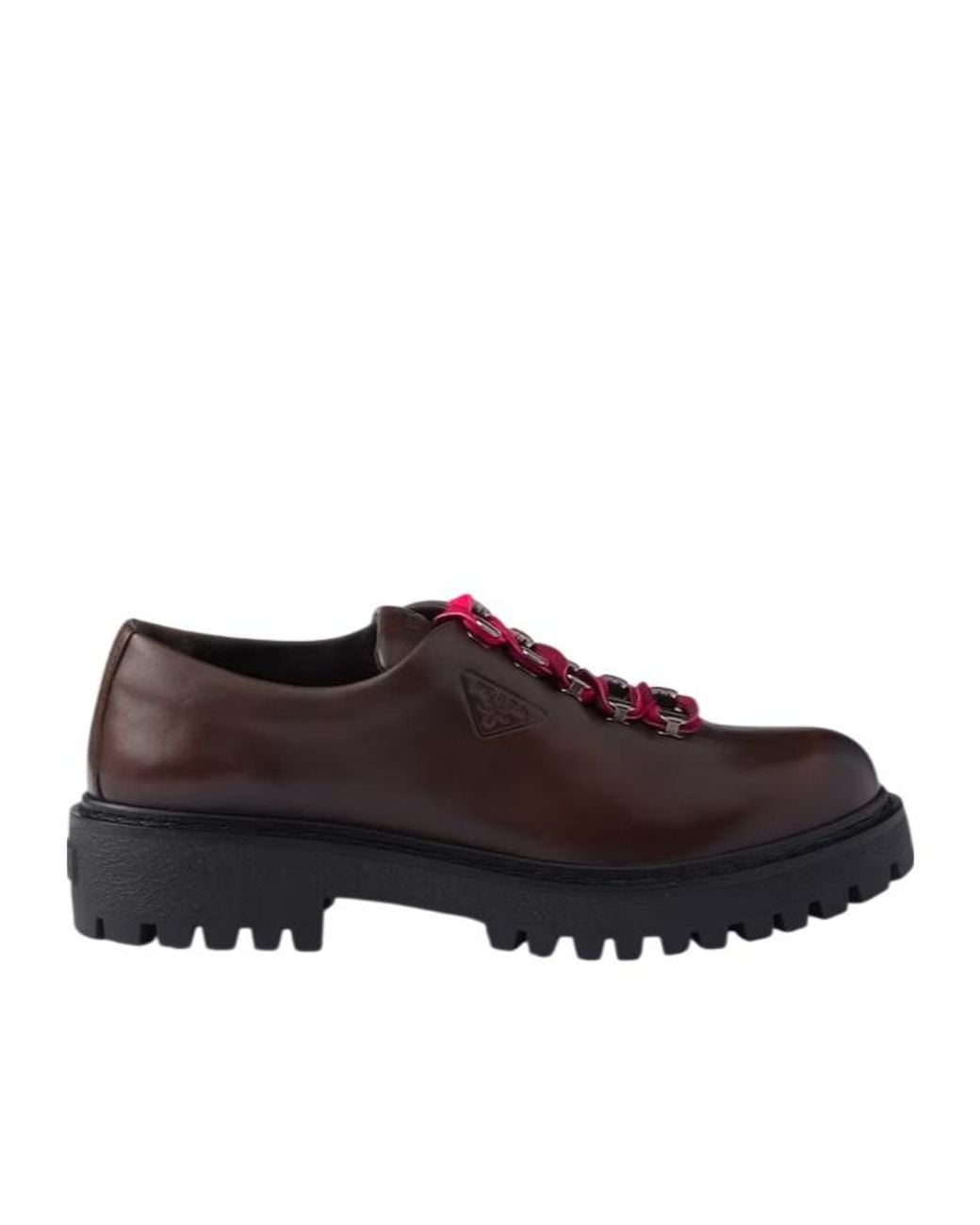 Prada Brown Leather Lace-Up Shoes
