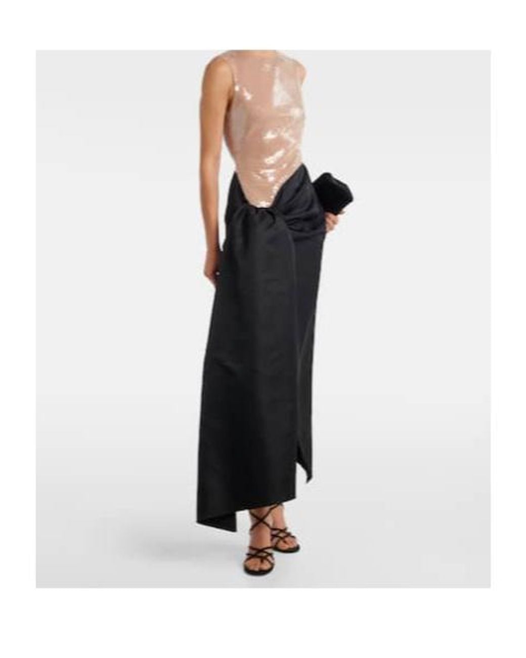 David Koma Black Sequined Draped Maxi Dress