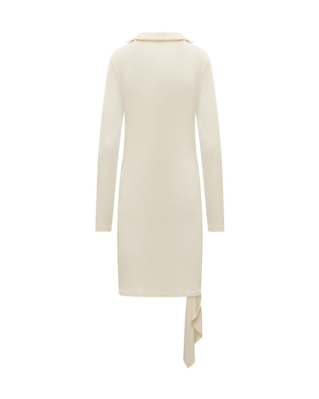 Off-White c/o Virgil Abloh White Asymmetric Ruched Long-Sleeved Mini Dress