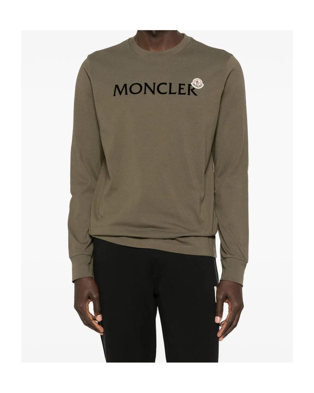 Moncler Green Logo Patch Crewneck Sweatshirt for men