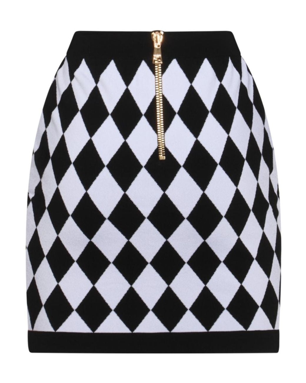 Balmain Black Diamond Pattern Knit Mini Skirt