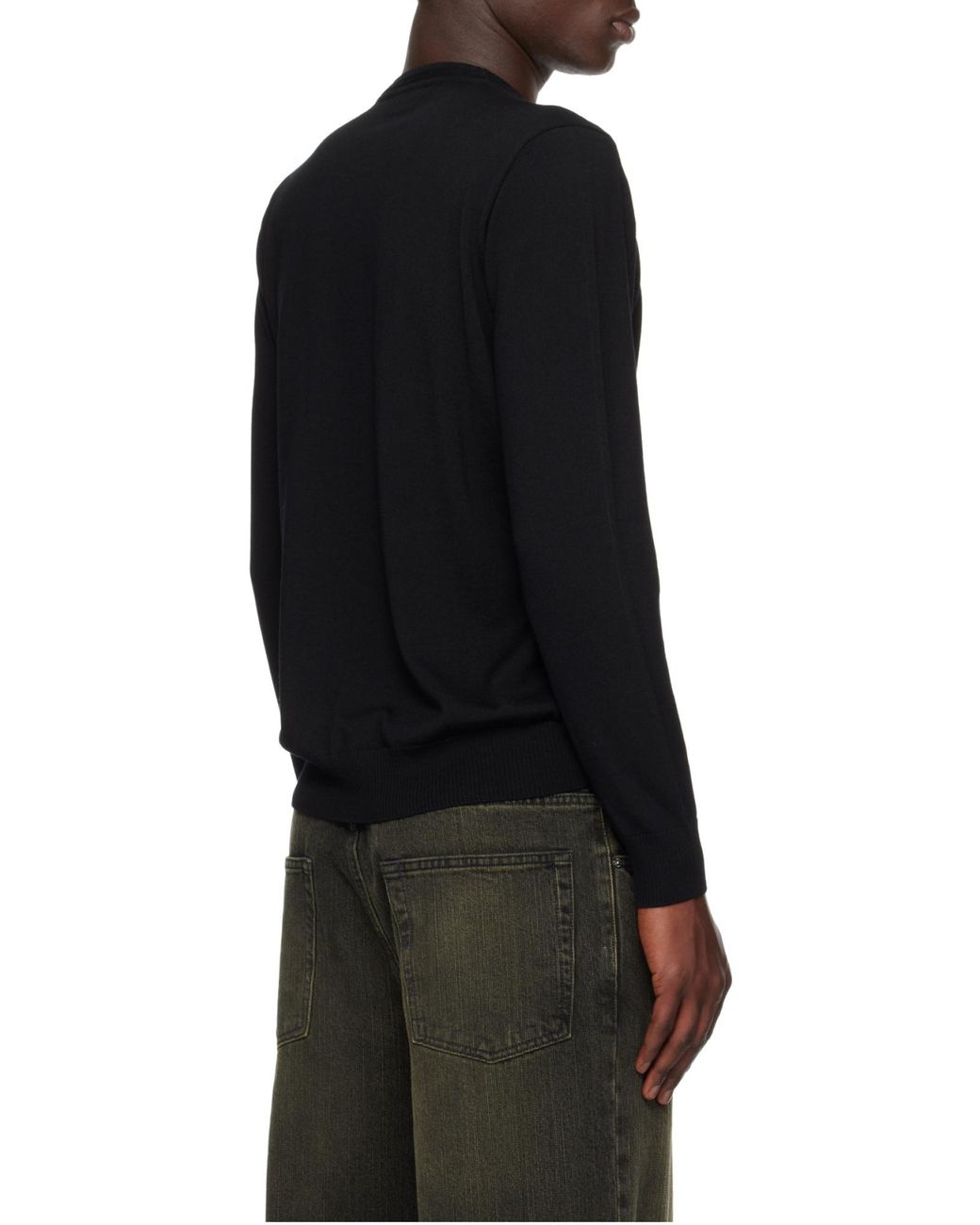 Stone Island Black Logo Patch Crewneck Jumper for men