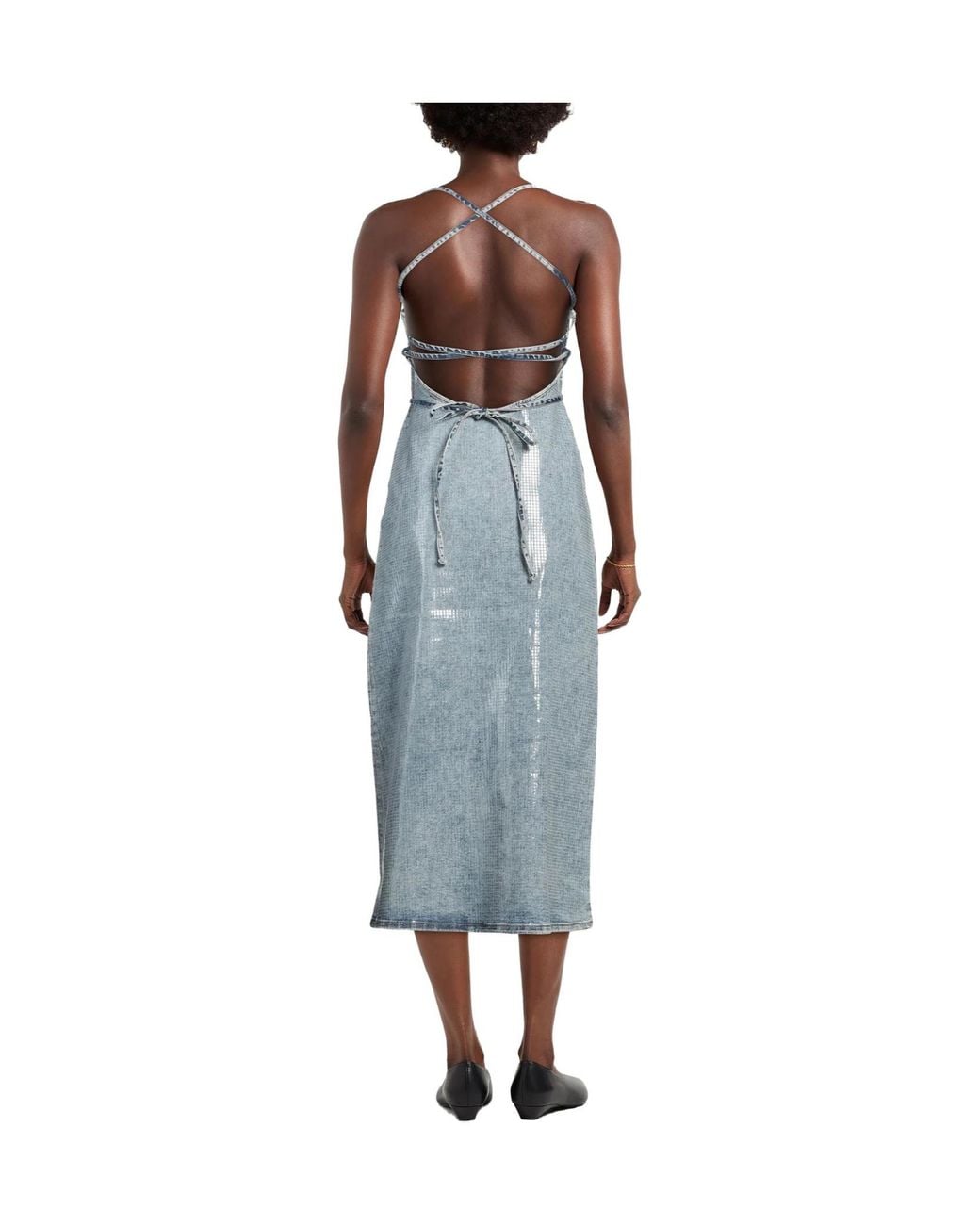 DIESEL Blue Midi Dress Cotton, Polyester, Elastane
