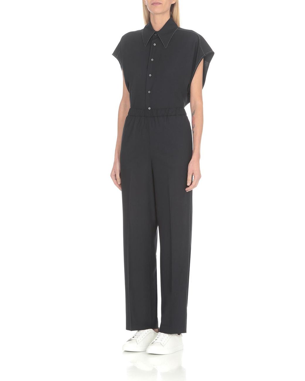 Fabiana Filippi Blue High-Waist Beaded-Trim Trousers