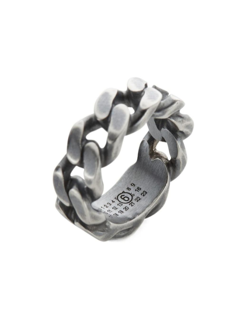 MM6 by Maison Margiela White Chain-Linked Ring for men