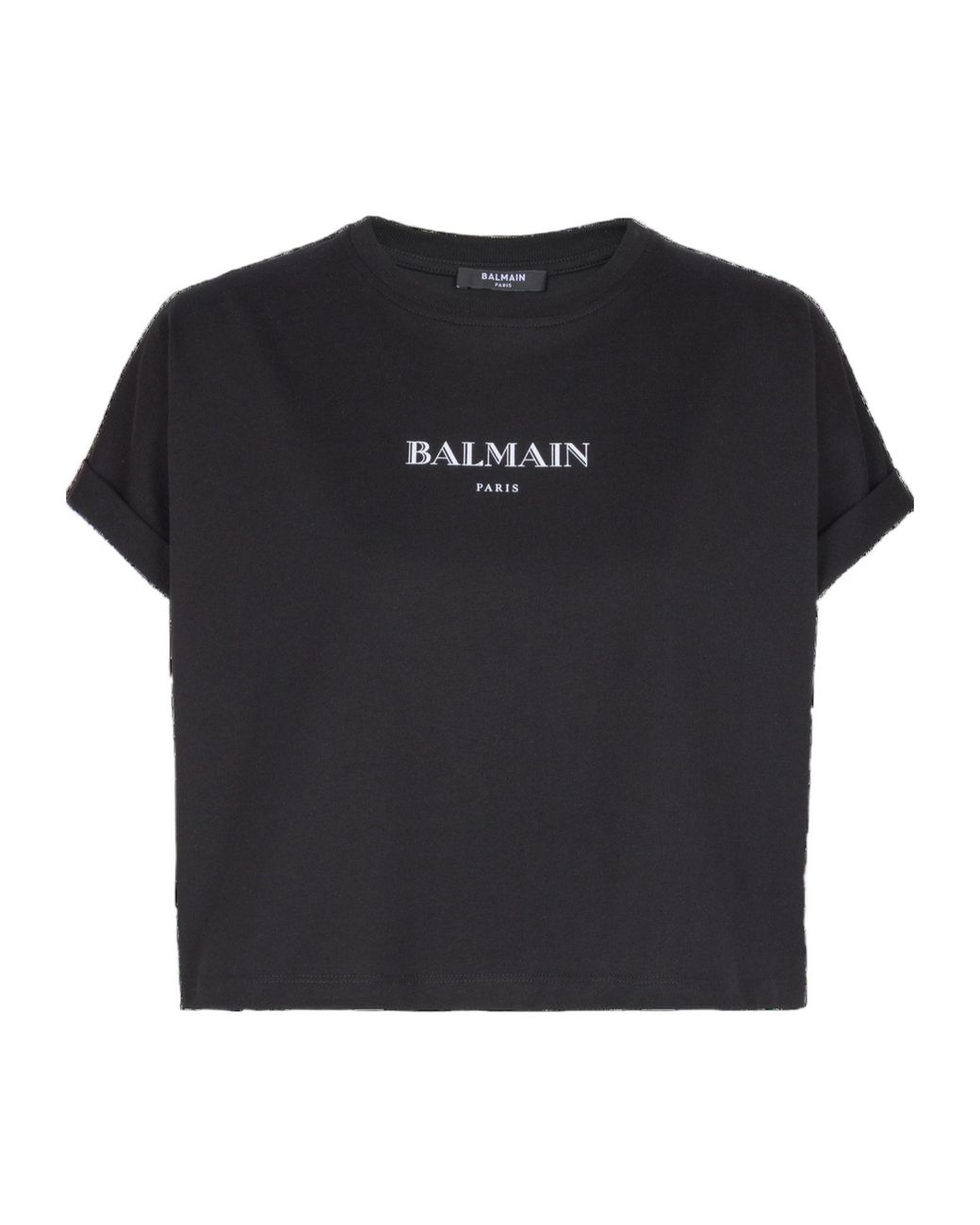 Balmain Black Logo Printed Cropped T-Shirt
