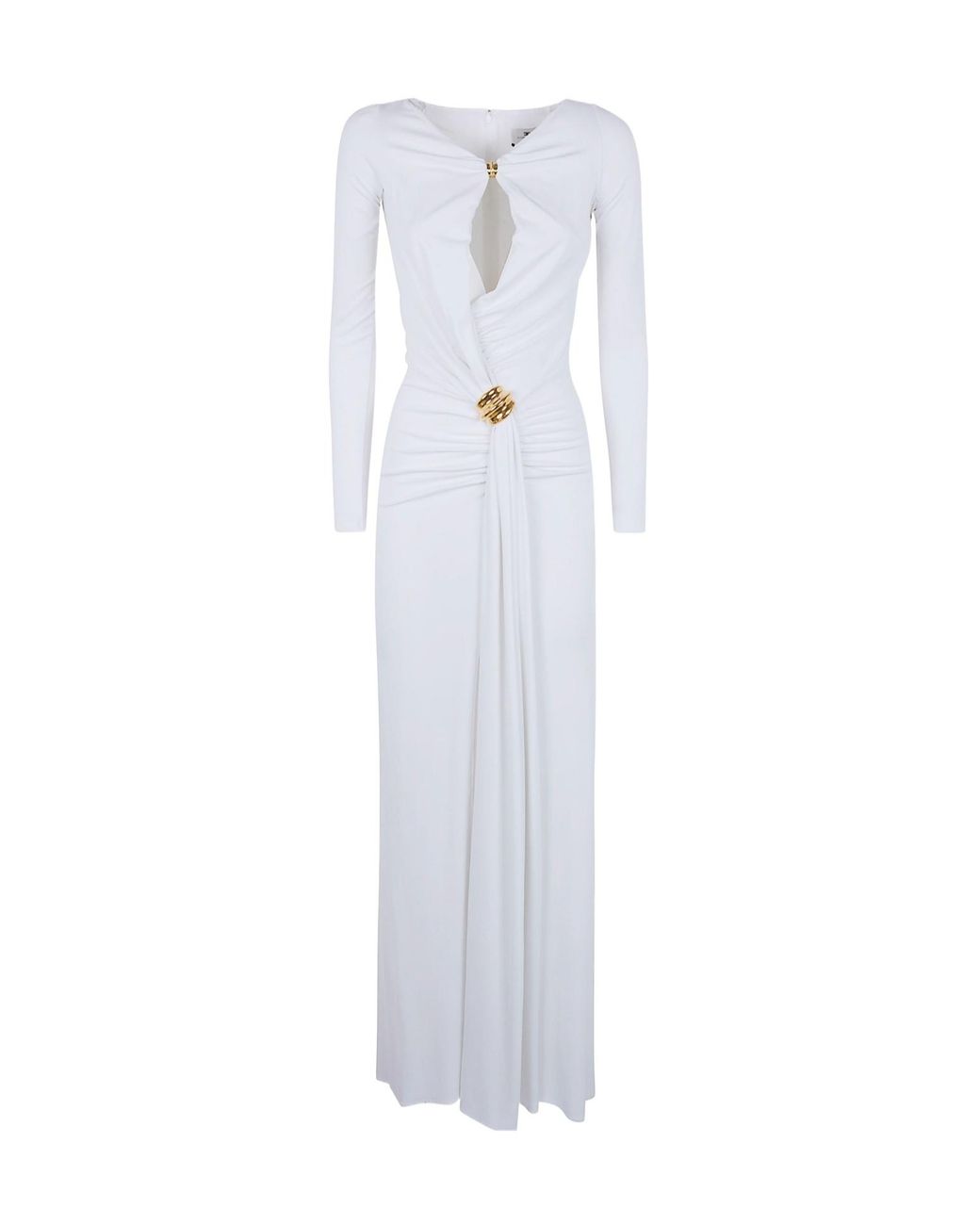 Elisabetta Franchi White Tone Hardware Maxi Dress