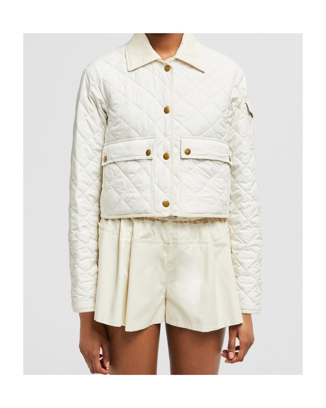 Moncler White Chitre Diamond-Quilted Padded Shirt Jacket
