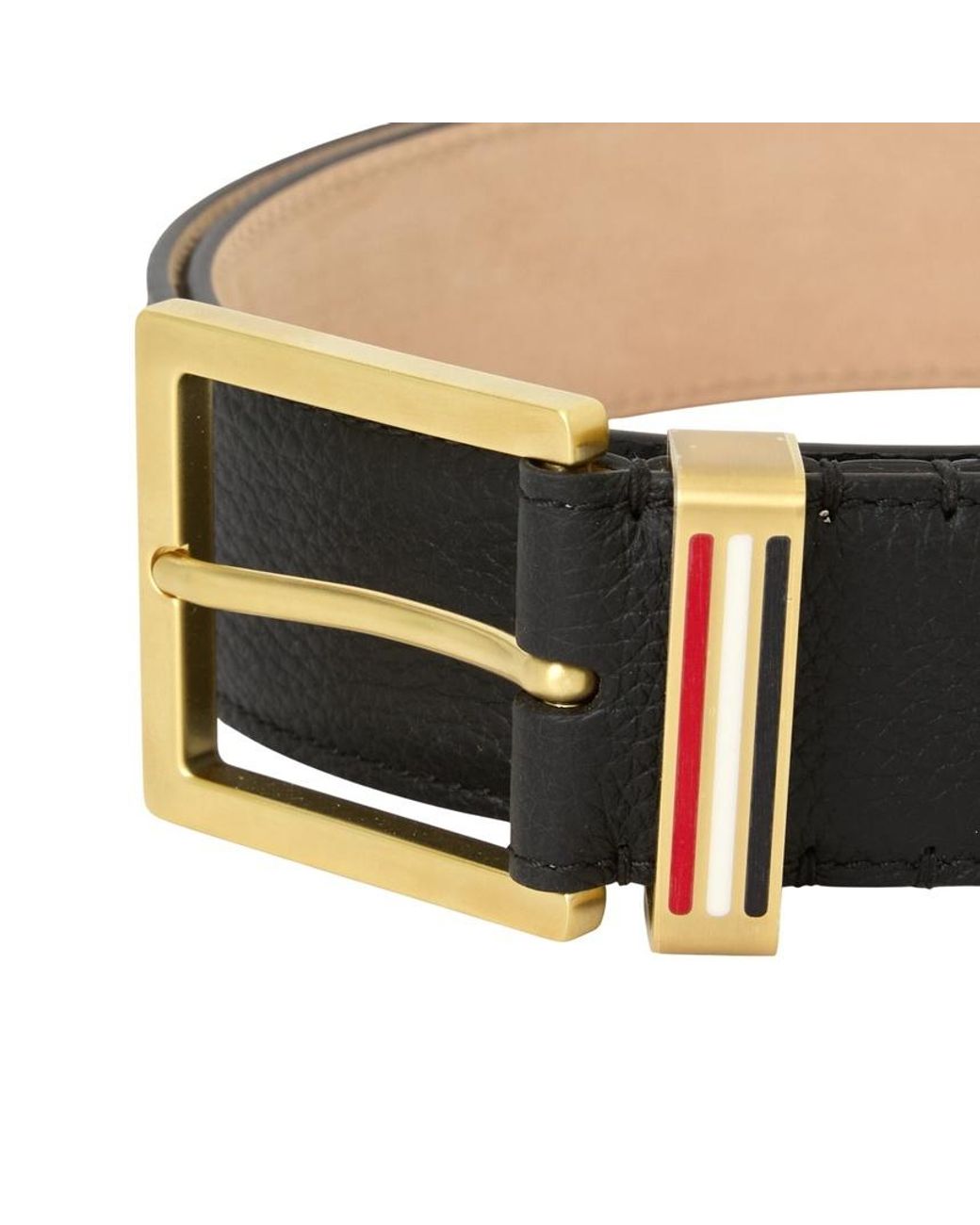 Thom Browne White Pebble-Grain Metal-Loop Belt for men