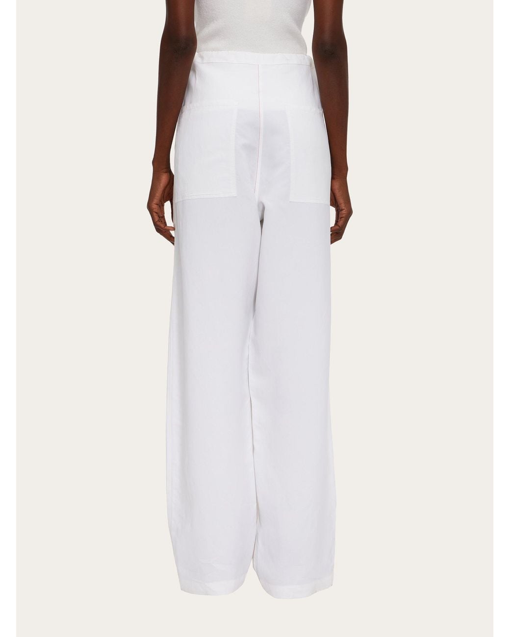 Ferragamo White Rope Wide-Legged Casual Trousers