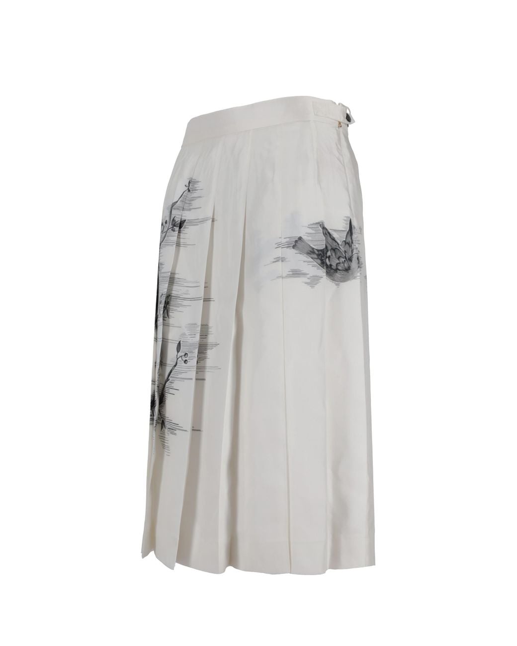 Thom Browne Gray Bird Toile Midi Pleated Skirt