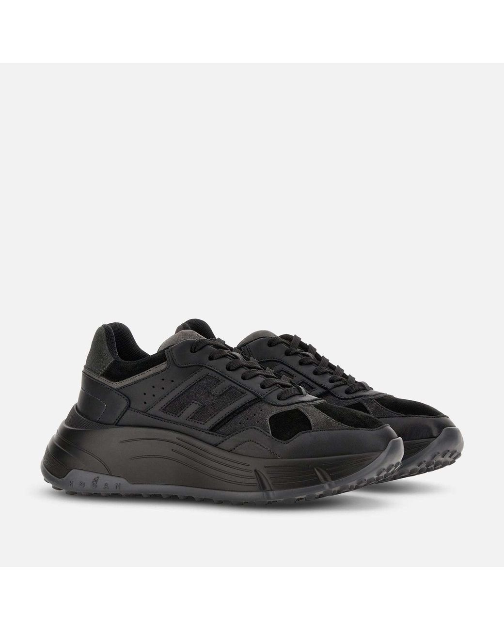 Hogan Black H669 Lace-Up Leather Shoes