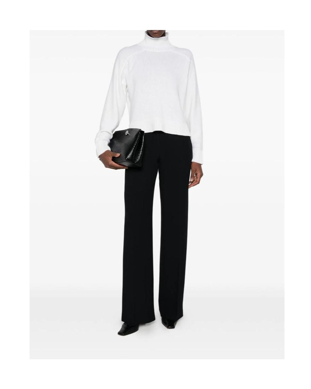 Antonelli White Ribbed Knit Sweater