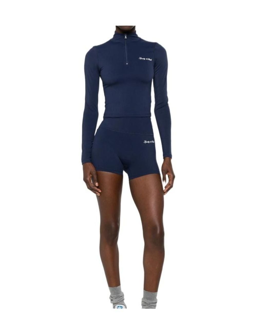 Sporty & Rich Blue Zipper Top
